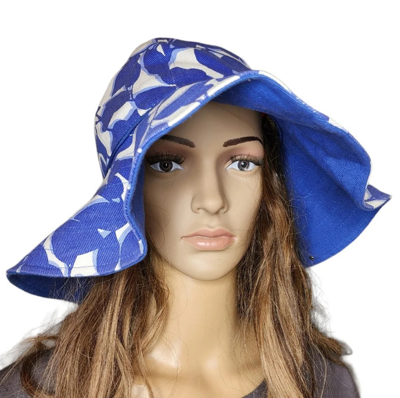 Kate Spade wide brim sun‎ hat blue white. main image 6